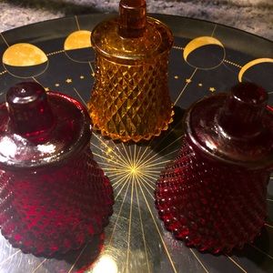 (3) Vintage Homco Damond Cut Glass Candleholders